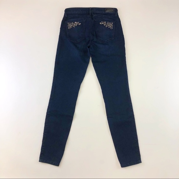 GUESS Brittany Skinny Dark Blue Denim Crystal Pockets Jeans Size 27” - Picture 2 of 12